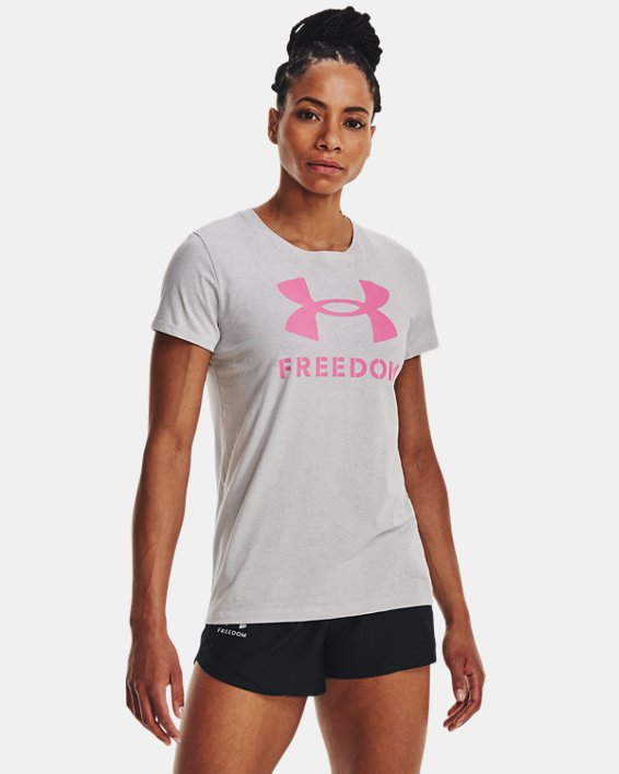 Women's UA Freedom Logo T-Shirt, Gray, pdpMainDesktop image number 0